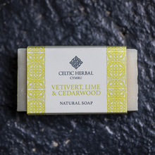 Load image into Gallery viewer, Vertivert, Lime &amp; Cedarwood Soap - Celtic Herbal Natural Handmade Soap
